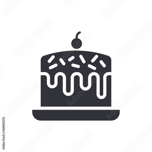 Delicious Layered Cake With Cherry Topping And Sprinkles For Celebration Icon Design