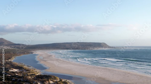 Scenic ocean bay with sandy beach view. Noordhoek beach.