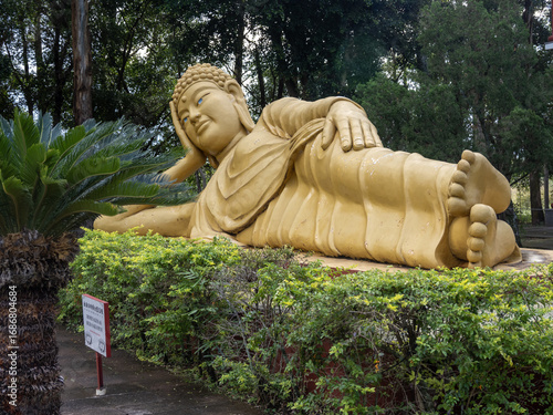 Brazil. A Buddhist temple located on an elevated site with a magnificent view of the city of Foz do Iguaçu and neighboring Ciudad del Este in Paraguay. 