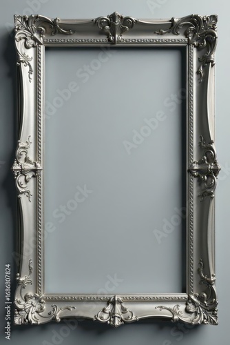Intricate silver frames against a smooth grey backdrop , texture, line