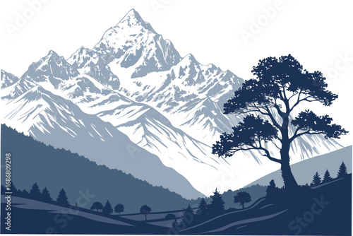 mountains in the snow