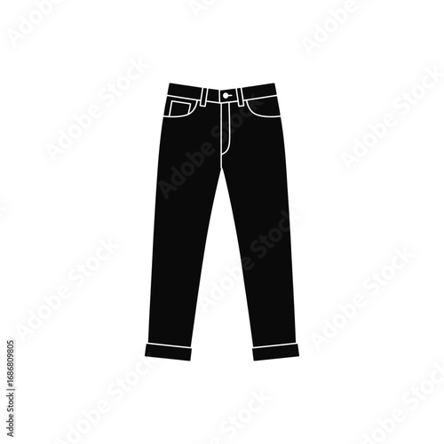 A black and white picture of a pair of jeans icon vector