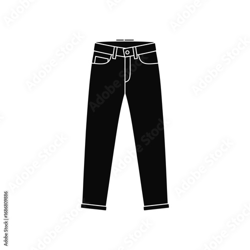 A black and white picture of a pair of jeans icon vector