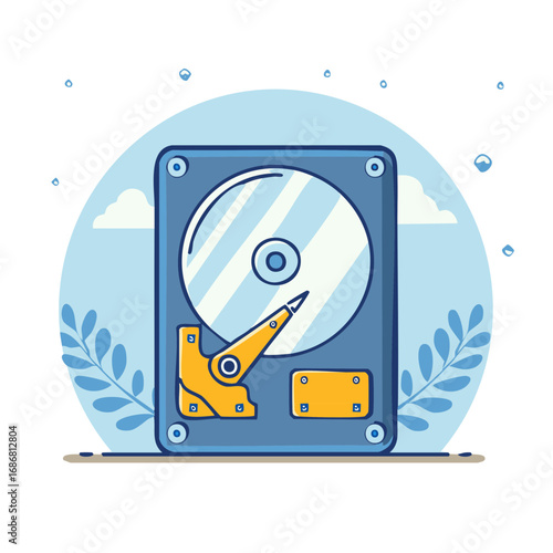 Modern Hard Disk Drive Illustration for Digital Data Storage and Information Technology