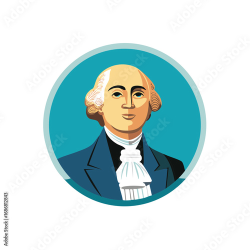 18th Century gentleman cartoon style portrait. Aristocrat character art.