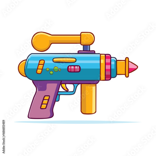 Vibrant Toy Ray Gun Illustration with futuristic design and vivid color palette for playful creative designs
