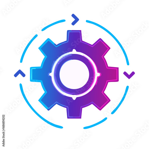 Workflow automation and process management icon with a gradient gear and circular arrows