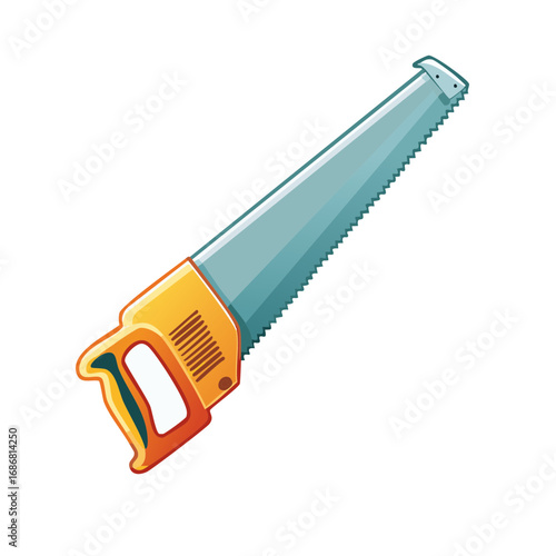 Cartoon handsaw tool for carpentry and construction isolated vector illustration