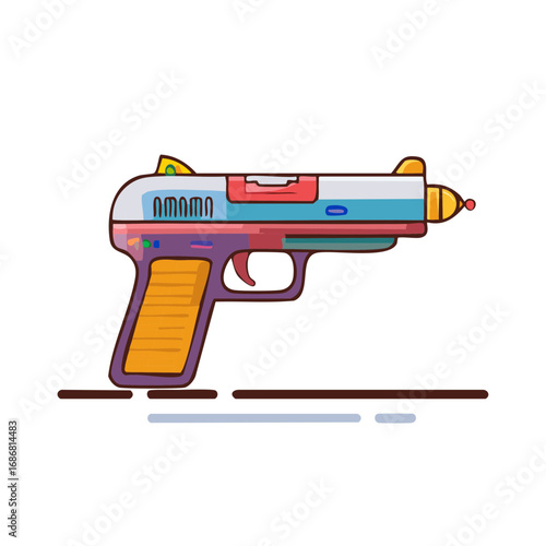Colorful Retro Ray Gun Illustration for Science Fiction and Space Exploration Themes, Futuristic Design