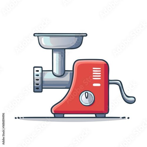 Vibrant red manual meat grinder kitchen appliance for home food processing and cooking