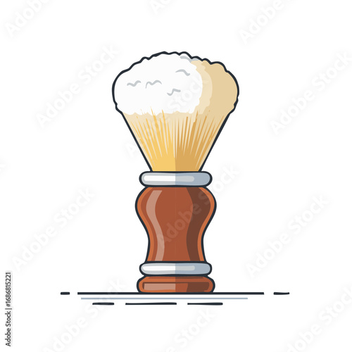 Classic shaving brush with white lather for male grooming routine illustration