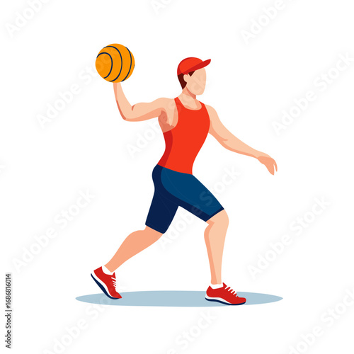 Person Throwing Basketball Illustration Ready for Game Action Player Athletic