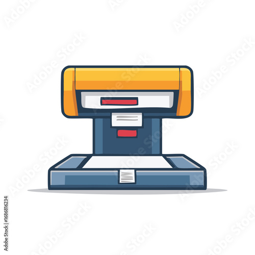 Blue and Yellow Paper Shredder Vector Illustration Isolated for Print Design