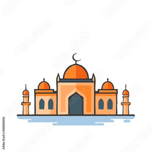Wallpaper Mural Cartoon Style Islamic Mosque Architecture with Crescent Moon Symbol Torontodigital.ca
