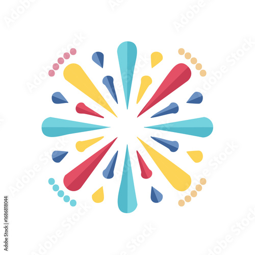 Festive abstract explosion of colorful geometric shapes and dots celebration design