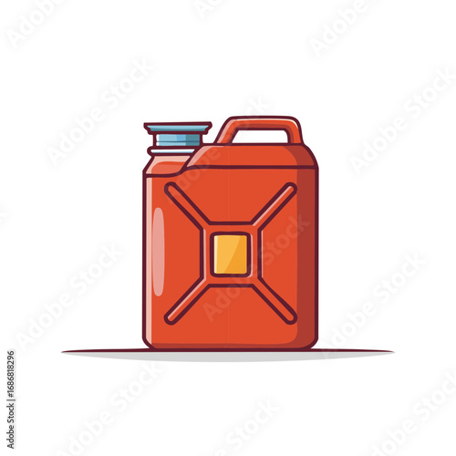 Red fuel can illustration, flat design, with a shadow, for gas, oil, or petrol.