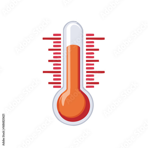 Temperature illustration of a thermometer with a hot level