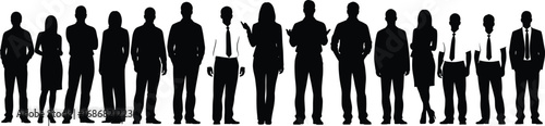 Professional business people silhouette group in corporate attire representing teamwork, diversity, leadership, collaboration, and workforce unity in modern workplace environment