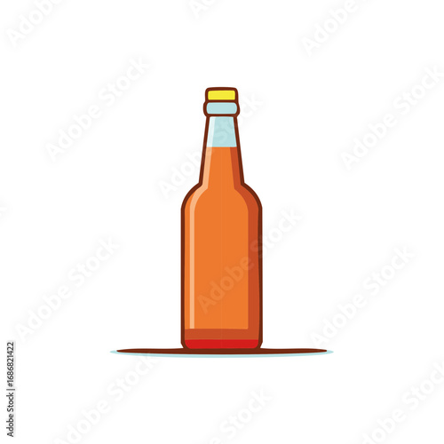 Cartoon illustration of a bottle filled with orange liquid, vector