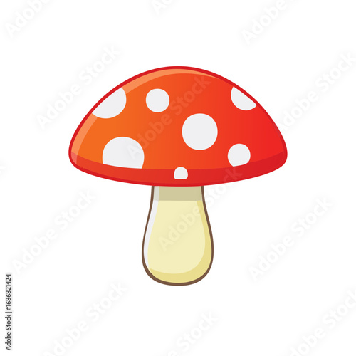 Red and white spotted mushroom illustration simple cartoon style