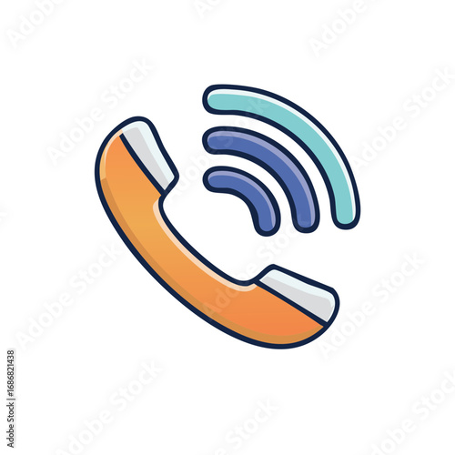 Modern Phone Icon Signifying Calling and Communication with Signals