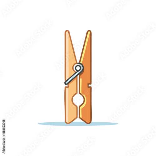 Cartoon Wood Clothespin Peg Flat Icon Design Simple Clothes Pin Illustration