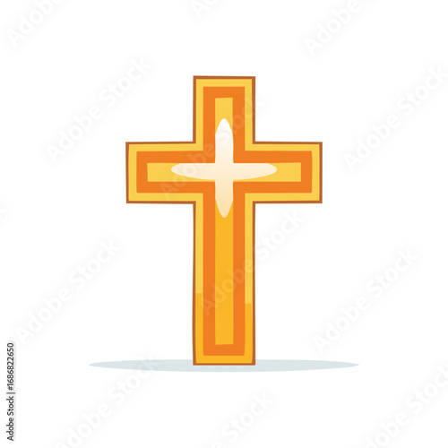 Golden Christian Cross Icon Religious Symbol