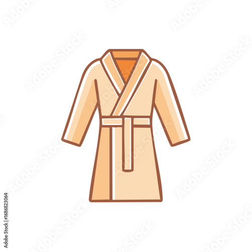 Elegant Beige Bathrobe with Belt for Relaxation and Comfort in Spa Setting