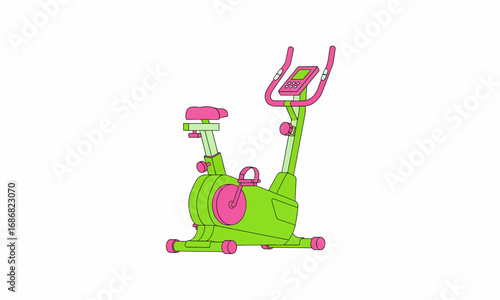 Vibrant Green and Pink Stationary Exercise Bicycle for Fitness.