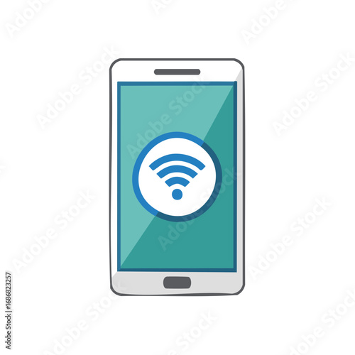 Smartphone Screen with WiFi Icon, Modern Mobile Device and Wireless Connectivity