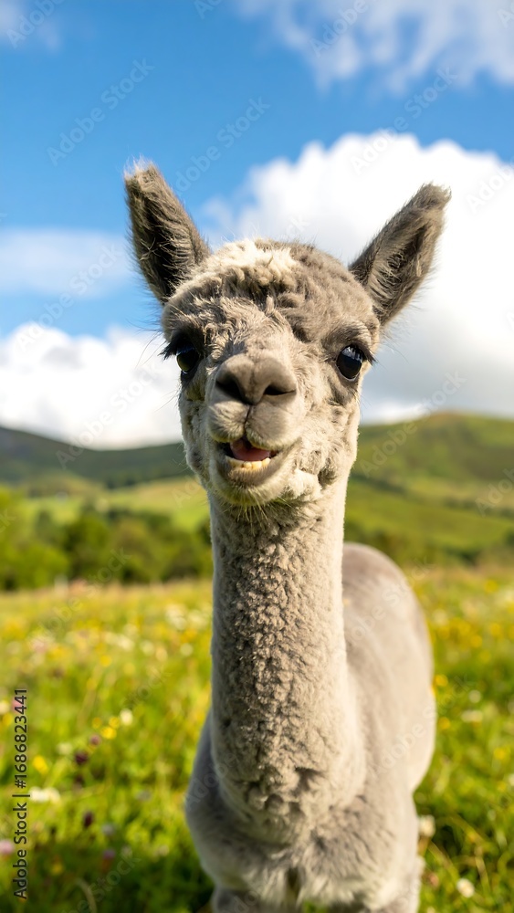 Obraz premium Cute alpaca in a field