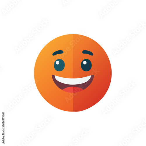 Joyful Orange Face with Wide Grinning Smile and Expressive Eyes