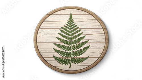 Green Fern Leaf on Wooden Background nature plant
