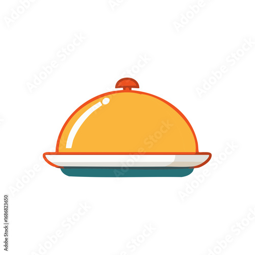 Serving dome or cloche on plate food service vector