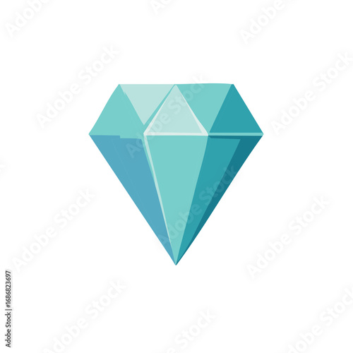 Sparkling Turquoise Diamond Gemstone Cartoon Precious Stone Jewel