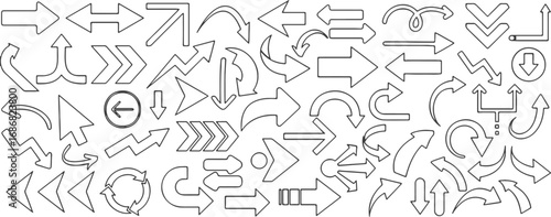 outline, black, collection, isolated, curved, offering, shape, straight, zigzag, directional, symbol, arrows, white, arrow, selection., design, styles, includes, transport, forward, graphic, sign, cur