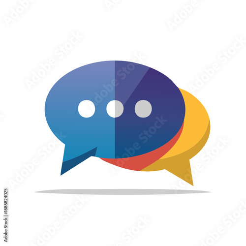 Overlapping speech bubbles for online communication and social media conversations with a modern flat design
