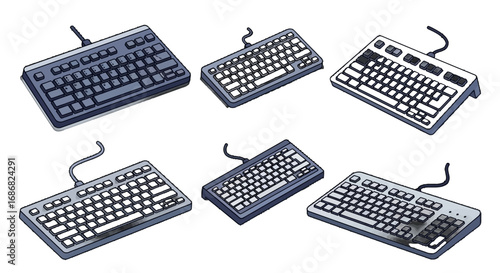 Computer Keyboard Vector Icon Set with Retro and Modern Designs Vector