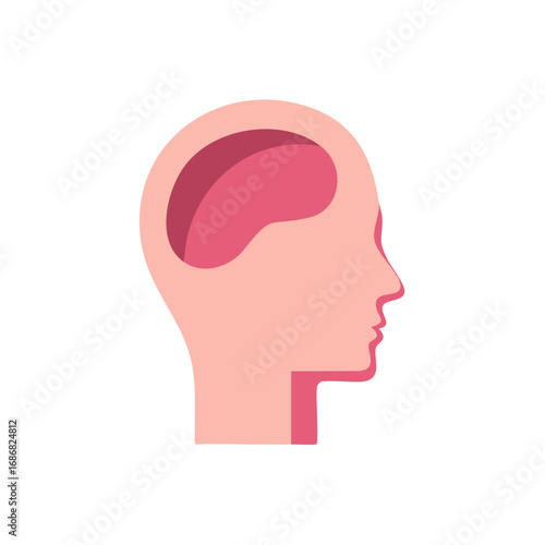 Brain health illustration with head shape and internal organ symbol