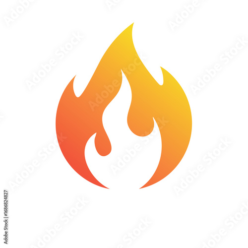 Stylized Fire Icon with Gradient Orange and Yellow Flames