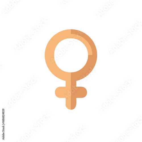 Feminine Gender Symbol Flat Illustration, Isolated Venus Icon, Female Identity Concept, Woman Empowerment, Girl Power