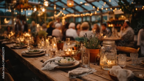 Rustic Dinner Party Table Decor- Greenhouse Setting
