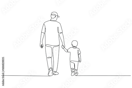 Continuous Line Art of Father and Son – Parenting and Togetherness Illustration