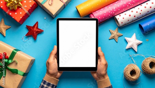 Online Holiday Gift Shopping Planning & Ordering on Tablet