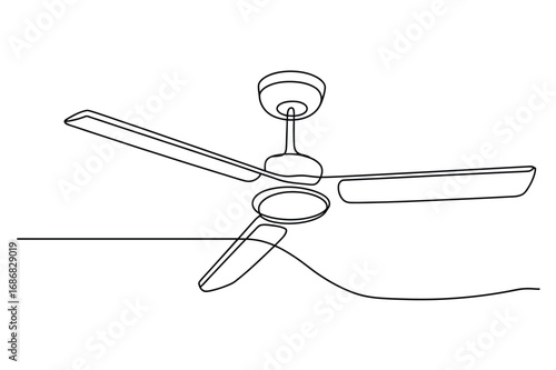 One Line Drawing of Ceiling Fan – Minimal Home Appliance Vector