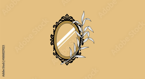 Elegant antique mirror with an ornate baroque style frame and leaves.