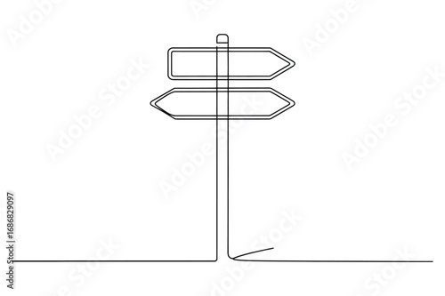 Continuous Line Art of Road Signs – Wayfinding and Travel Illustration