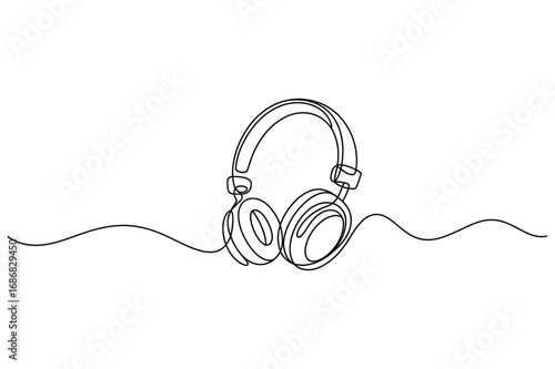 Continuous Line Drawing of Headset – Audio Equipment Illustration