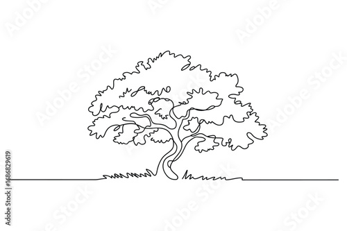 Continuous Line Illustration of Tree – Earth Day and Ecology Vector