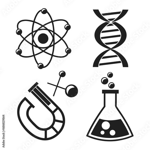 Atom D N A Beaker Molecule Icons science
